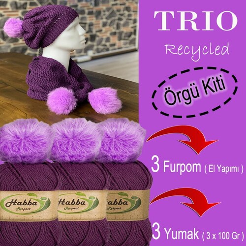 DİVA LİNE - TRIO RECYCLED ÖRGÜ KİTİ 11 EFLATUN